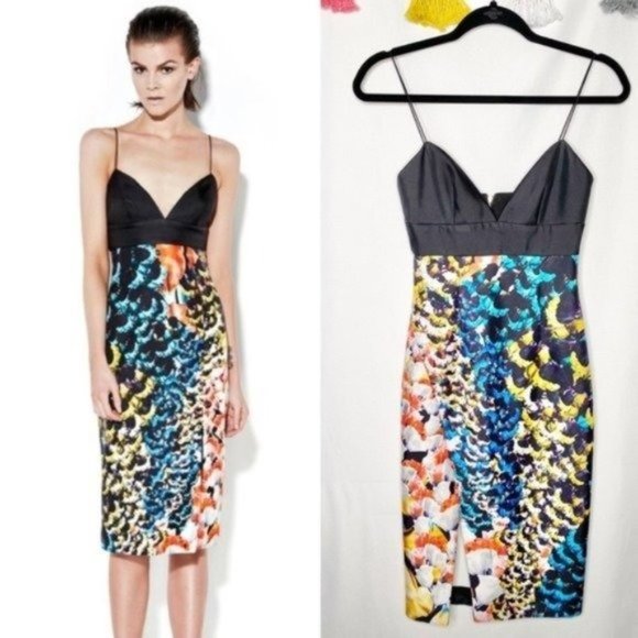 NICHOLAS Spring Floral Bonded Bra Silk Cocktail Dress Size 0 - Picture 1 of 12